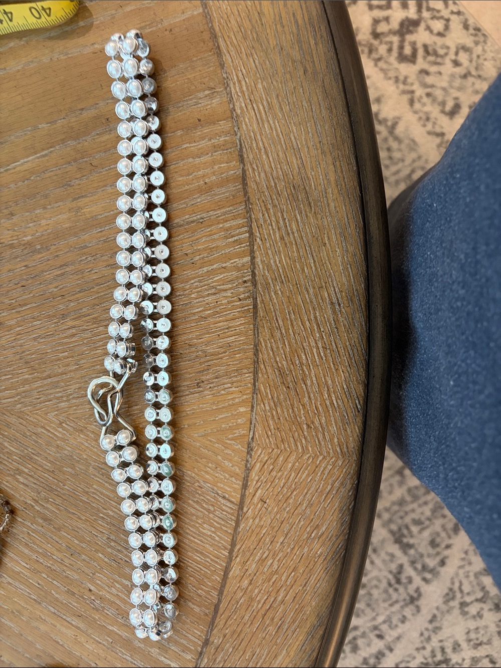 Silver Crystal and pearl belt 26 inches and to 30 sparkling Silver Women’s .